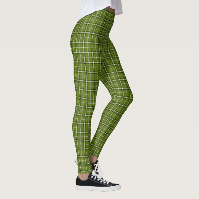 Legging Xadrez Verde Abacate Padrão de Janela Retrô (Direita)