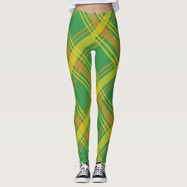 Legging Xadrez Verde e Amarelo (Frente)