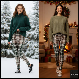 Legging Xadrez Verde Escuro Marrom Vermelho Escuro de Inve
