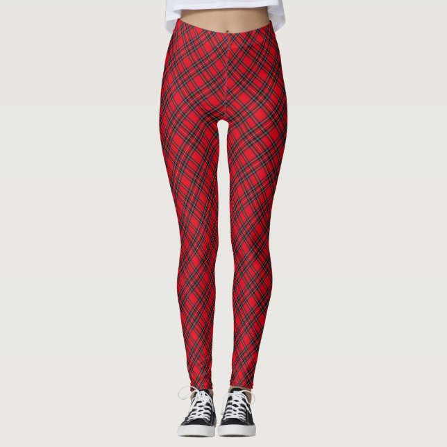 Legging Xadrez vermelha de Stewart tartan (Frente)