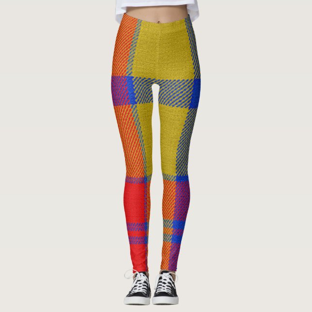 Legging Xadrez Vermelha e Azul (Frente)
