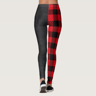 Legging Xadrez Vermelha e Preta - Vista Negra