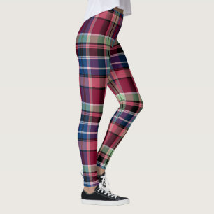 Legging Xadrez vermelha, rosa e azul