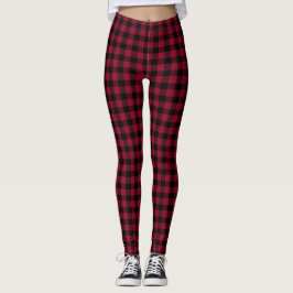 Legging Xadrez Vermelho de Árvore de Natal Feriado