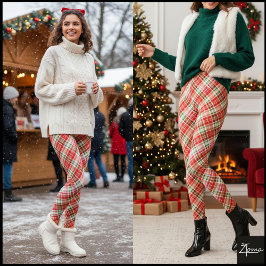 Legging Xadrez Vermelho Denso e Brilhante Diagonal de Feri