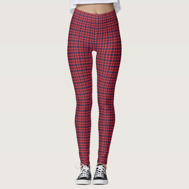 Legging Xadrez Vermelho e Azul (Frente)