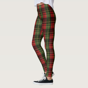 Legging Xadrez Vermelho e Verde Padrão Festivo