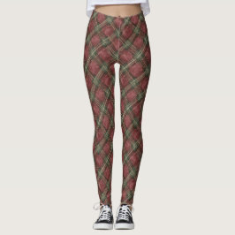 Legging Xadrez Vermelho Verde Borgonha