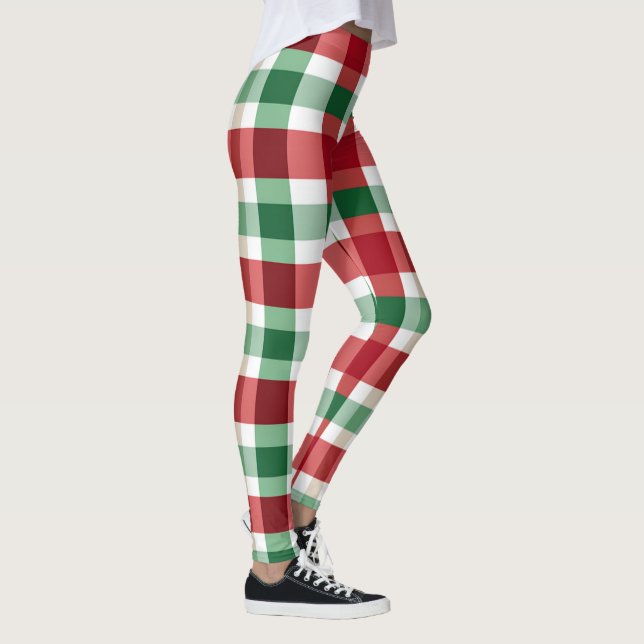 Legging Xadrez Vermelho Verde Branco Alegre (Direita)