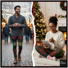 Legging Xadrez Vermelho Verde Neon Búfalo Grunge