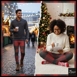 Legging Xadrez Vichy de Búfalo Preto e Vermelho em Tartã