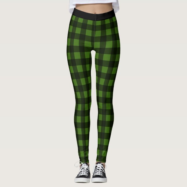 Legging Xadrezes de búfalos preto e verde (Frente)