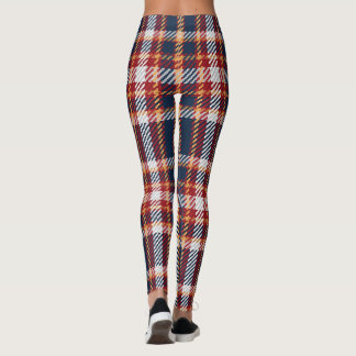 Legging Xmas Férias Vermelho Azul Tartan Escocês Xadrez