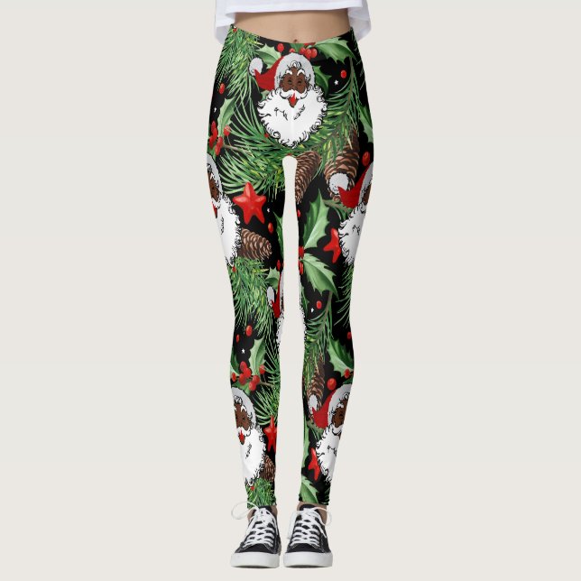 Legging xmas holly black santa claus (Frente)