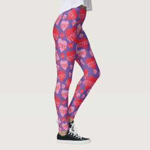 Legging XOXO Amor Pink Red Heart Namorados Roxo