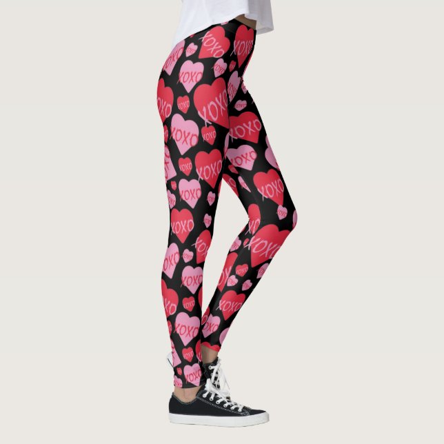 Legging XOXO Love Red Heart Namorados Preto (Direita)