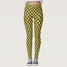 Legging Yellow and black checkerboard pattern