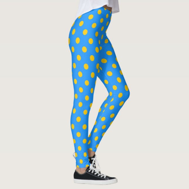 Legging Yellow On Blue Polka Dots Pattern Design (Criador carregado)