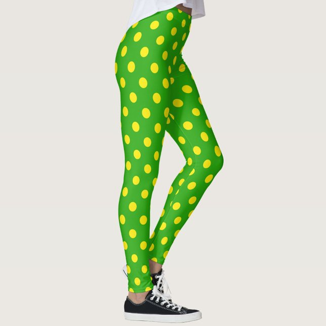 Legging Yellow On Green Polka Dots Pattern Design  (Criador carregado)