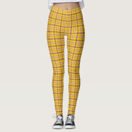 Legging Yellow Purple White Plaid Classic
