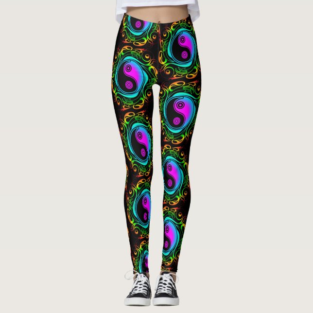 Legging Yin Yang Psychedelic Rainbow Tattoo (Frente)