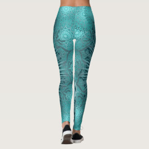 Legging yoga floral de tartaruga floral de arte geométrica
