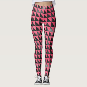 Legging Yoga Geométrico Moderno, Preto-Rosa, Metálico Bril