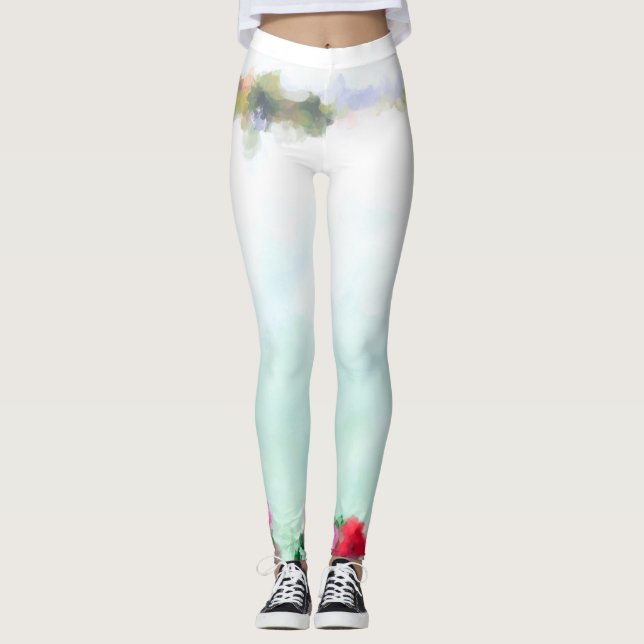 Legging Yoga Hosen - weiss-mint (Frente)