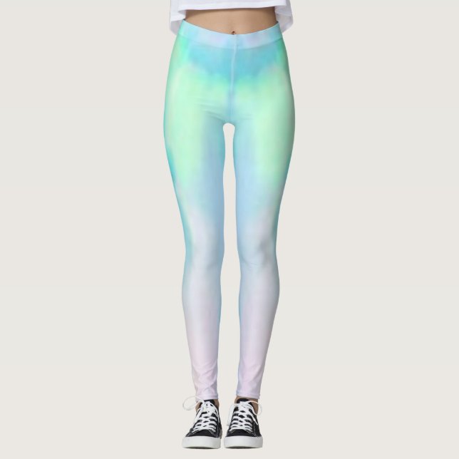 Legging Yoga opal rosa e azul gemstone funciona moderno (Frente)