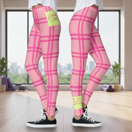 Legging Yoga Pilates Barre Jiu Jitsu Customised Pink Check