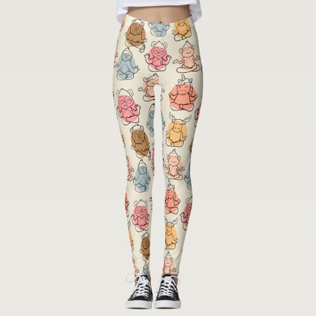 Legging Yoga poses pattern | Yoga seamless pattern 42 (Frente)