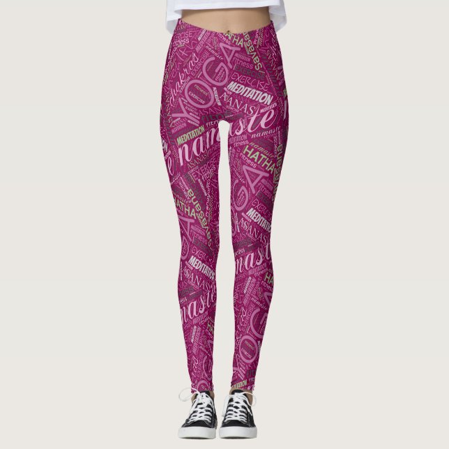 Legging Yoga Word Cloud Plum/Green ID254 (Frente)