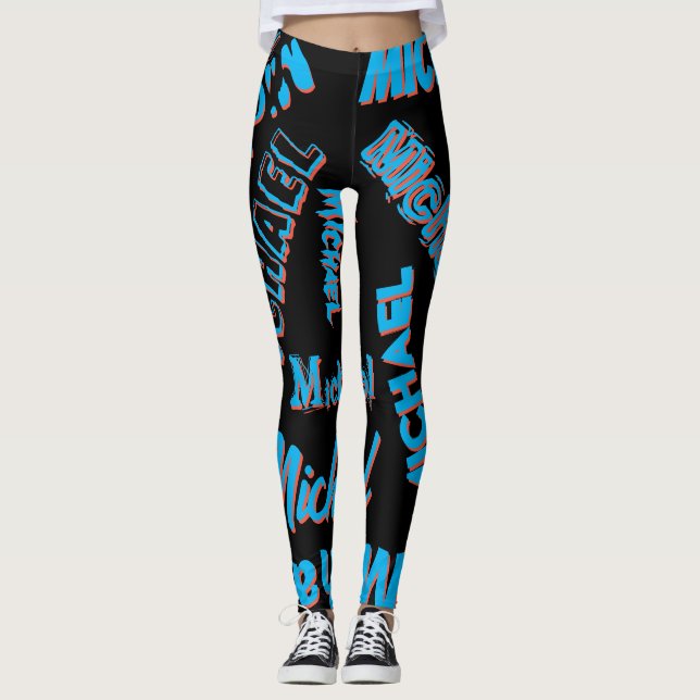 Legging Your name pattern monogram blue red black colour (Frente)