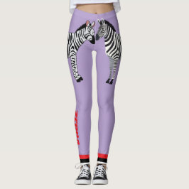 Legging Zebra adorável Fundo roxo Fofo Feminino