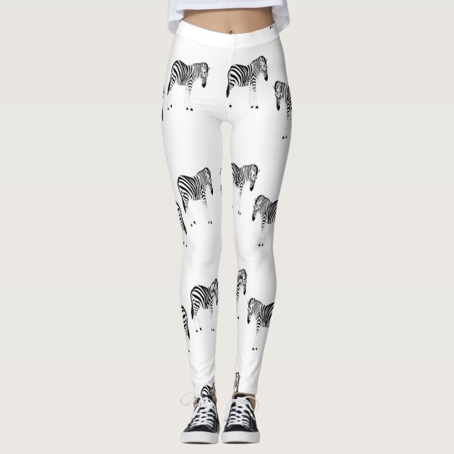 Legging Zebra animal pattern on white (Frente)