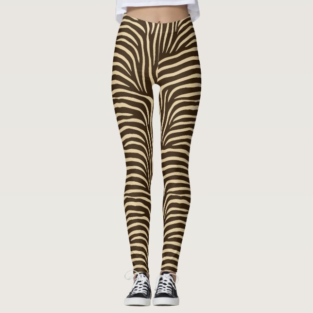 Legging Zebra de Tinta Selvagem em Negativo (Frente)