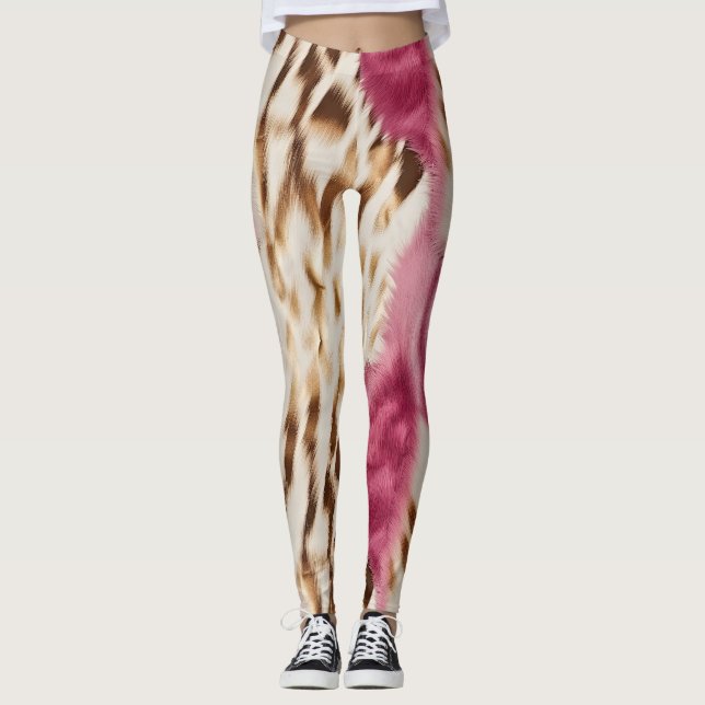 Legging Zebra Dourada Rosa na moda (Frente)