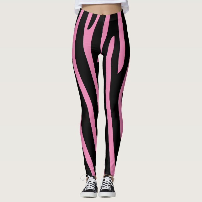 Legging Zebra Halloween Strips Black & Pink (Frente)