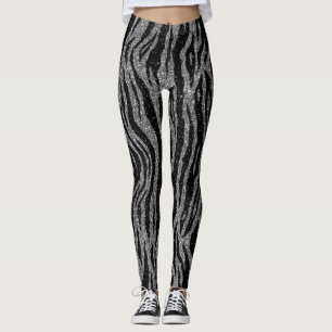Legging Zebra Imprime Preto e Cinza Prata