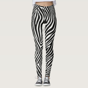 Legging Zebra Stripe Leggings: Impressão selvagem preto e