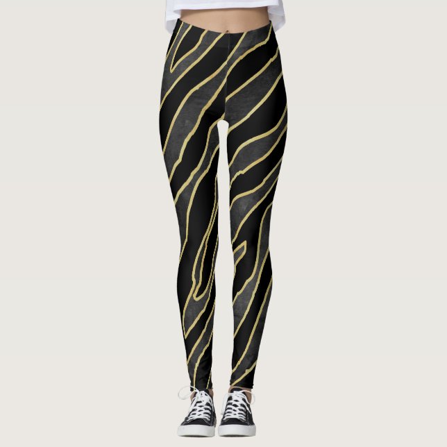 Legging Zebra Stripes: Abstrato Monocromo Sem Costura. (Frente)