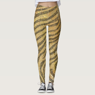 Legging Zebra strips na textura Dourada de mármore