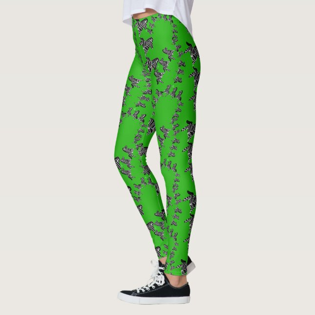 Legging Zebra verde selvagem moderna (Esquerda)