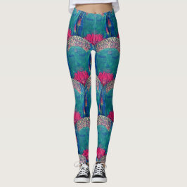 Legging Zen Buddha Lotus - Padrão Verde Arte Yoga