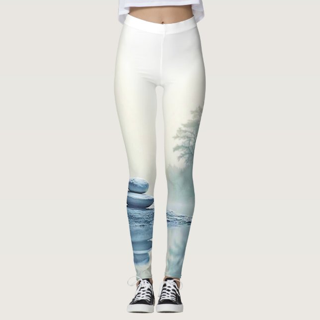 Legging Zen de inverno: Balanço do Lago Foggy (Frente)