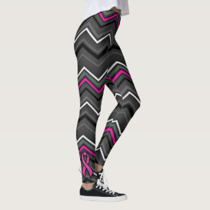 Legging Zig Zag cor-de-rosa com fita...Cancer da mama