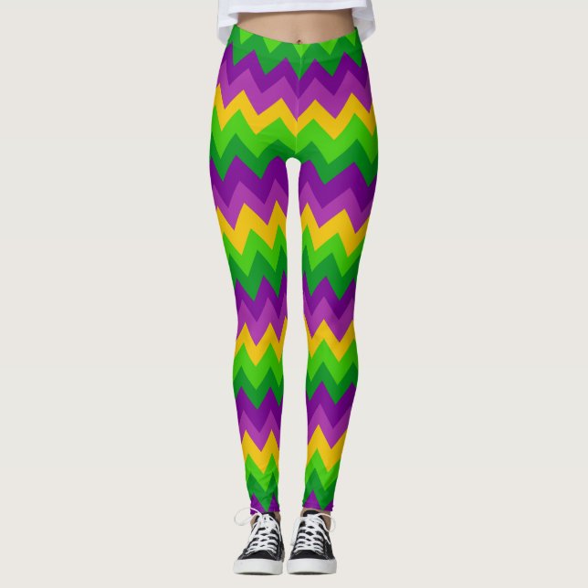 Legging Zig Zag Stripes Mardi Gras - Partido do Carnaval (Frente)