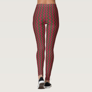Legging zigue-zague vermelho e verde 
