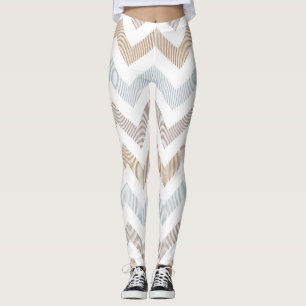Legging Ziguezague Tan/luz bege das mulheres - caneleiras