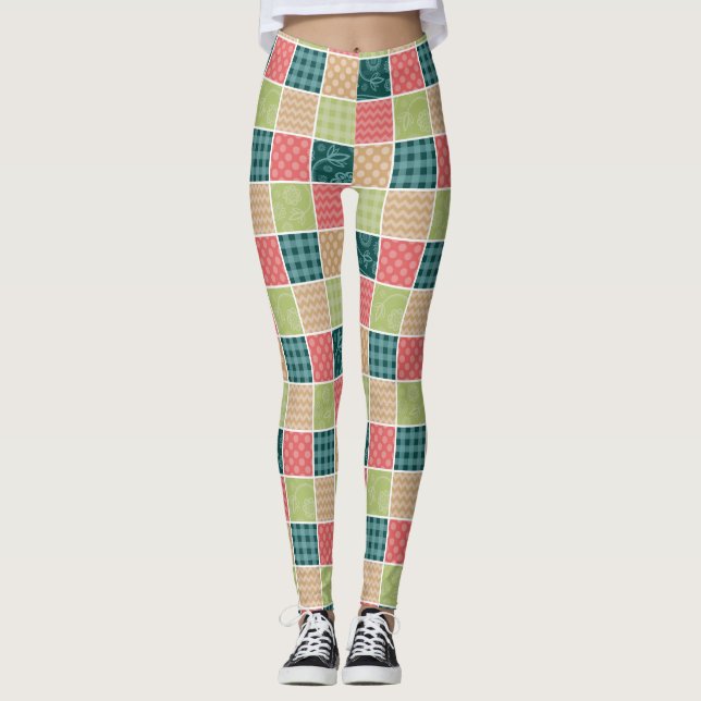 Legging Zigzag, Chevron, Gingham, Bolinhas, Patchwork (Frente)